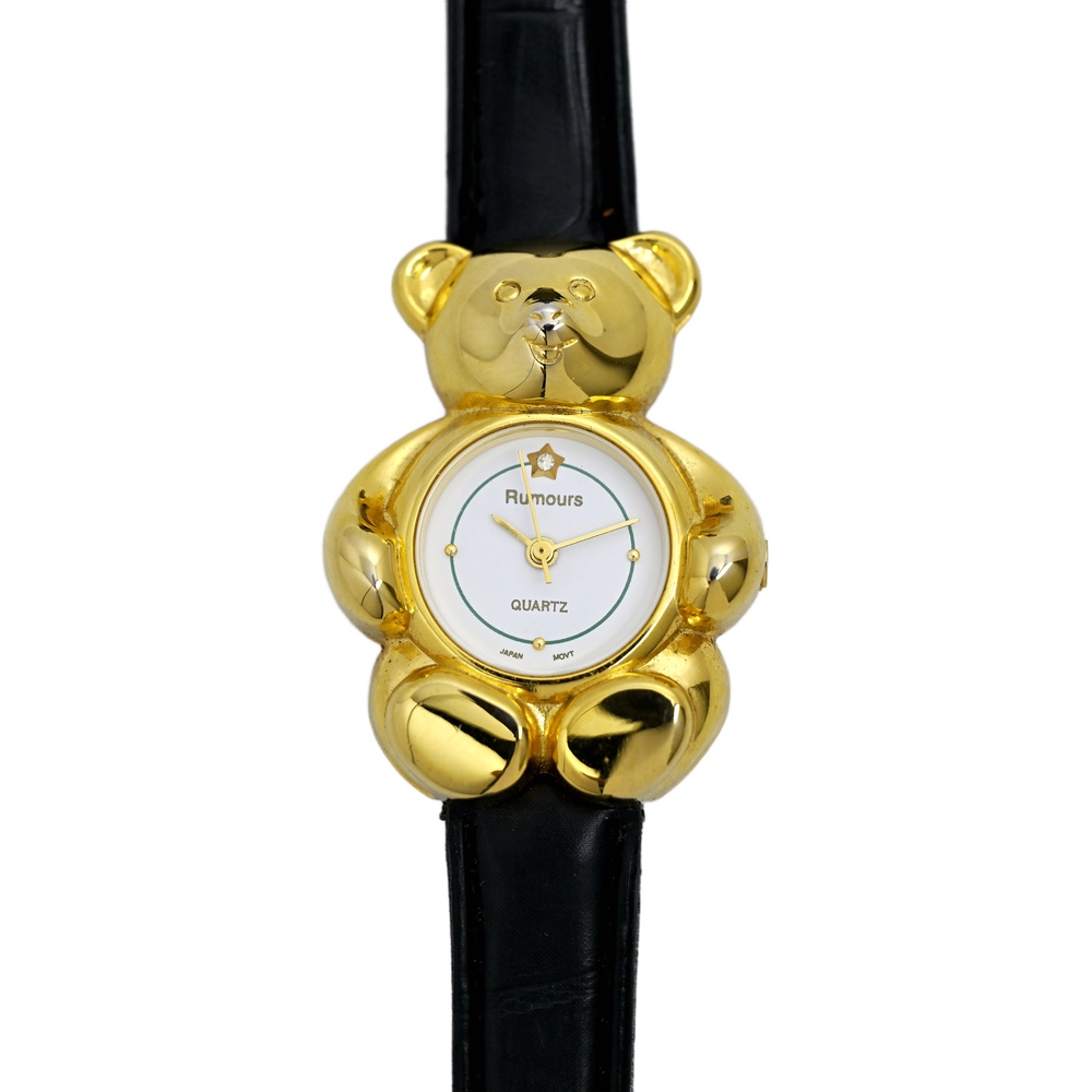Rumors Teddy Bear Vintage Ladies Gold Plated Wrist Watch White Dial